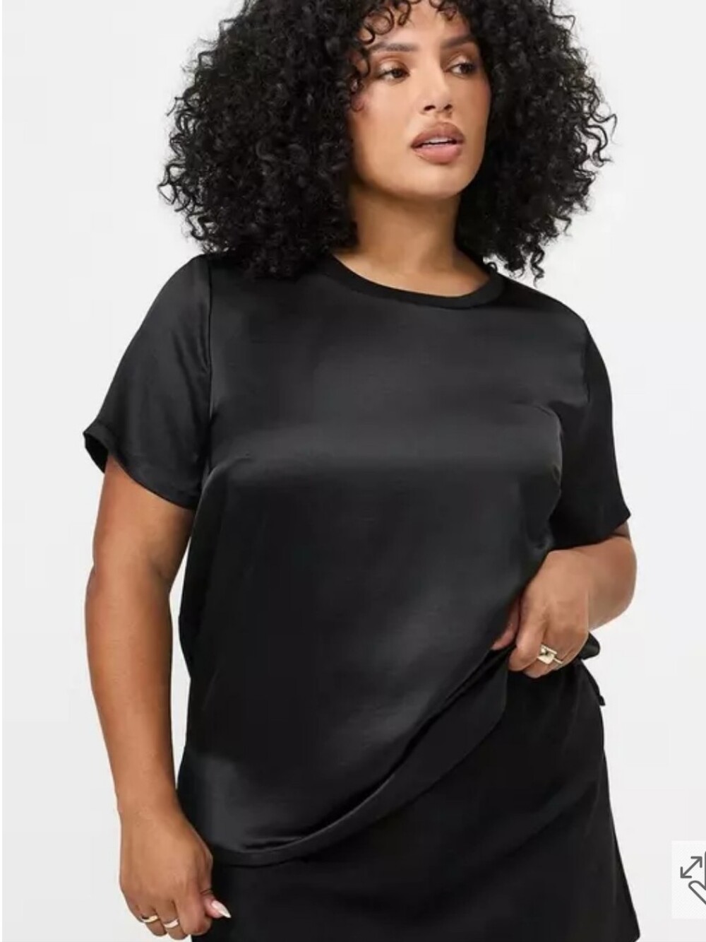 TORRID Satin Short Sleeve Top - BLACK SZ 4 - Picture 2 of 7